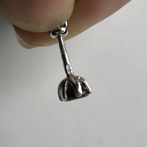 Natural Red Garnet In Sterling Silver Stud Earrings Screw Back - Picture 10 of 10